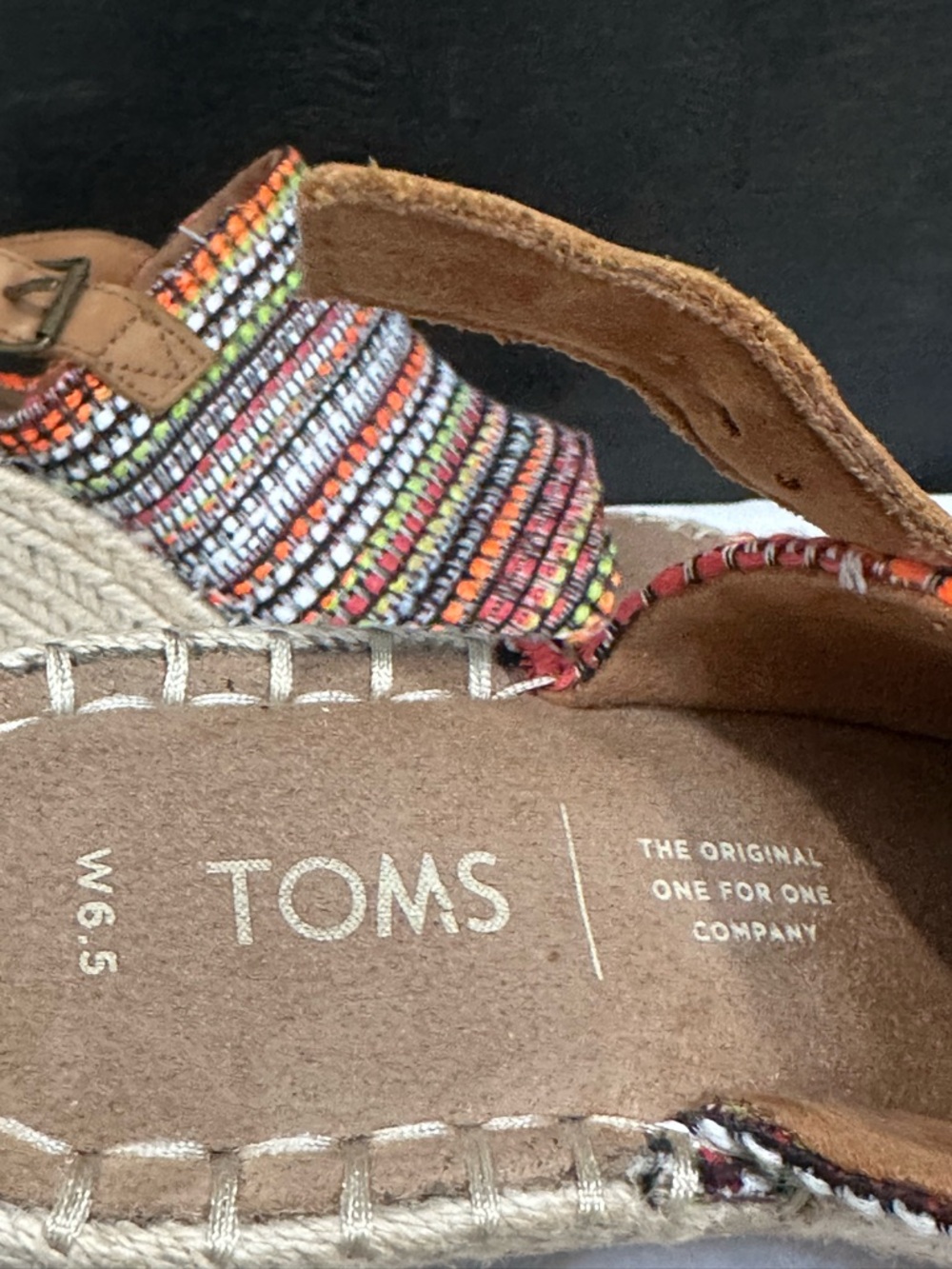 Toms Multicolor Boho Woven Espadrille Wedge Sandals - Picture 2 of 3